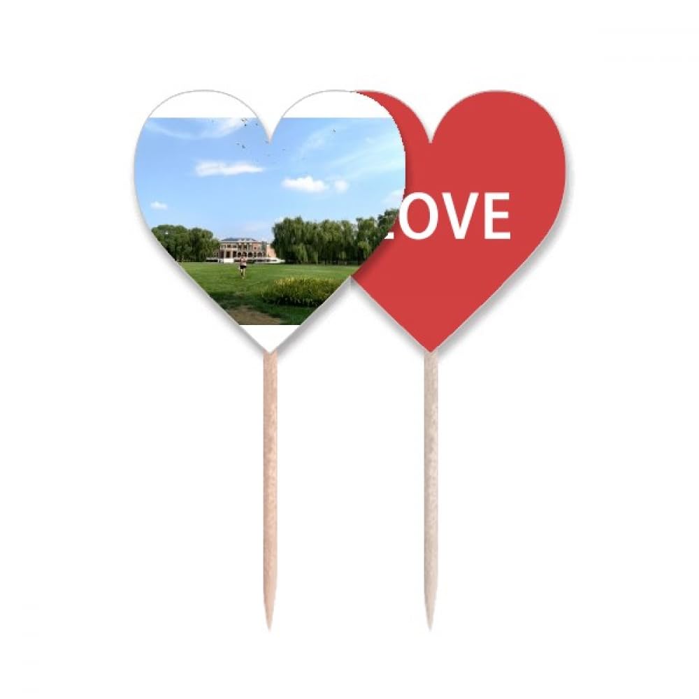 Drapeau cœur amour lable cupcake pick cure-dents décoratif vert pour cake topper de fête