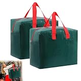 Bolsa de almacenamiento para decoración de Navidad, 2 unidades, a prueba de humedad y polvo, impermeable, duradera, con cremallera, adornos de Navidad, fácil de llevar, transportar y almacenar para