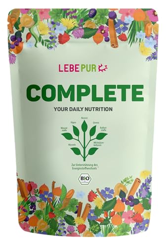 Lebepur BIO COMPLETE Mix (400g) Daily Greens mit Spirulina Gerstengras & Probiotika Unterstützung des Energiestoffwechsels durch natürliches Calcium 20 hochwertige Bio-Zutaten