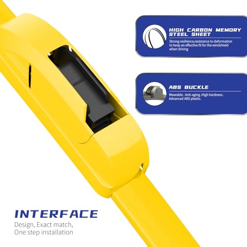 Image of OEM QUALITY 26 inch + 19 inch Premium All-Seasons Durable Stable And Quiet Yellow Windshield Wiper Blades (Set of 2)