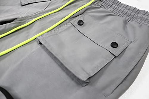 Screenshot-Sp11204 Mens Hip Hop Premium Tapered Fit Multifunctional Utility Nylon Cargo Shorts - Crisp Shell Fabric 3D Pockets Hiking Techwear Bottoms-Silver-Large #TOP2