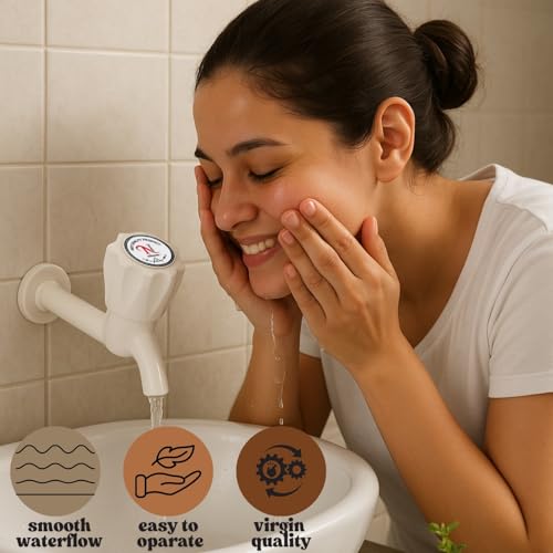 Image of Plastic Long Body Bib Cock Tap (Pack of 12) - Wall Mounted Water Tap for Bathroom, Kitchen & Utility Area | Leak-Proof, Rust-Free & Durable Long Body Faucet