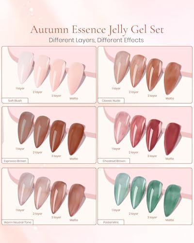Set de Gel Jelly Rubí Vibe Otoño 6 Colores Translúcido miniatura 2