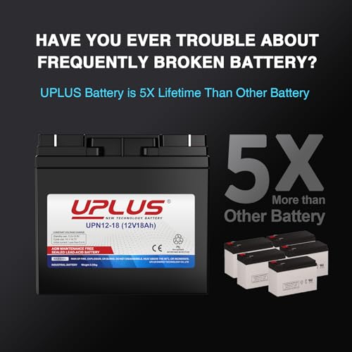 UPLUS UPN12-18 12V 18Ah Rechargeable Agm Battery Compatible with T3(F3) Terminal, SLA Battery Replacement Batteries for Mobility, Golf Trolley, UPS, Electric Scooter, Ride on Mower, Home Alarm System - Image 3