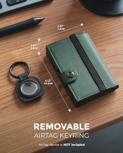 Image of VULKIT Pop up Card Wallet with AirTag Holder RFID Blocking Credit Card Holder with Banknote Compartment & ID Window for Men(New Green)