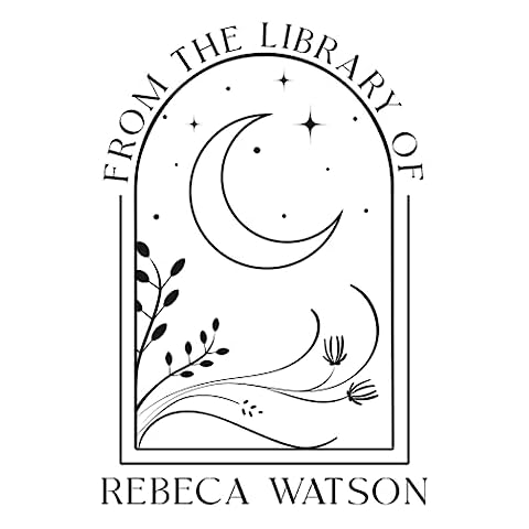 Stamp by Me | from The Library of | Book Stamp | Moon Book Stamp | Custom Rubber Stamp | Personalized Teacher Stamp | Custom Library Stamp | Monogram Self-Inking or Wood Handle Stamp (Rubber Stamp) Cover