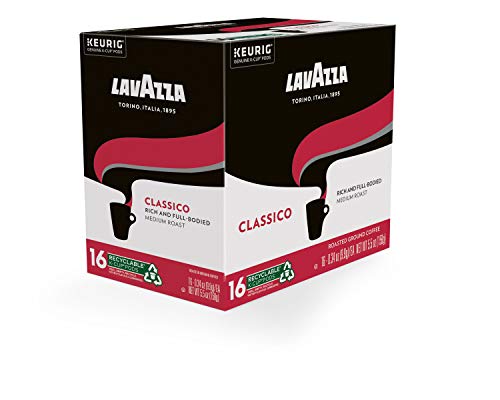 Image of Lavazza Classico Single-Serve Coffee K-Cup Pods for Keurig Brewer, Medium Roast, Caps Classico, 16 Count Full-bodied medium roast with rich flavor and notes of dried fruit, Value Pack