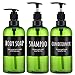 16.9oz Shampoospender, Segbeauty 3 Stück Grüne Shampoo-Flaschen mit Etiketten, Pumpspender für Badezimmerdusche, 500 ml Leere nachfüllbare Kunststoff-Pressflasche
