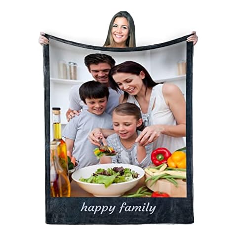 Custom Blanket with Words Picture Collage Customized Blankets, Custom Throw Blanket, Personalized Throw Blankets with My Own Photos Names,Birthday Gifts for Family and Friends, Mom, Kids, Dogs Cover
