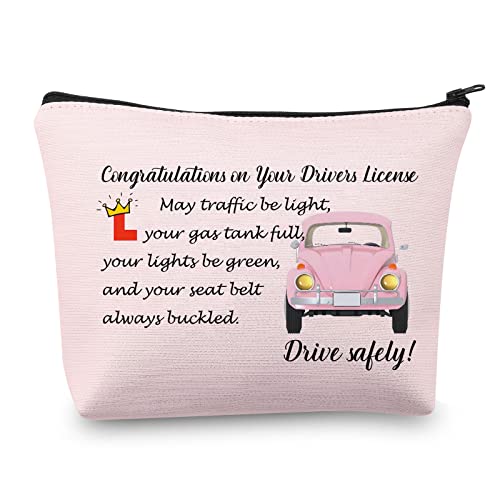 MEIKIUP New Driver Makeup Bag Passing Driving Test Gifts for Women Birthdays Gift for Daughter Driver Travel Bag (Passing Driving Test Bag)