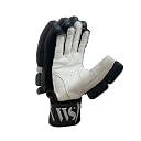 WHITEDOT Sports Citadel Levlon White Players Cricket Batting Gloves, Suitable for Youth Right Hand, Leather Batting Gloves Black,Large gallery image