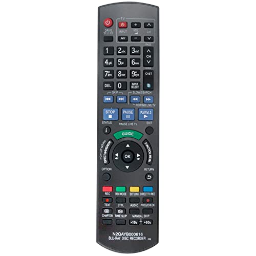VINABTY N2QAYB000616 Fernbedienung ersetzen Passend für Panasonic Blu-ray Disc Recorder DMR-BST800 DMR-BST700 DMR-BST701 DMR-BWT800 DMR-BST700EG DMR-BWT700EC DMR-BWT700