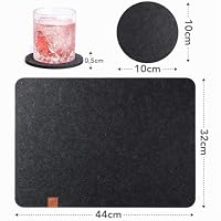 Sidorenko Edles Platzset aus Filz mit Untersetzer - 12er Set anthrazit - Tischset Abwischbar 44x32cm - Filzuntersetzer - abwaschbare Tischuntersetzer Platzdeckchen - grau Filzmatte – Ansicht 2