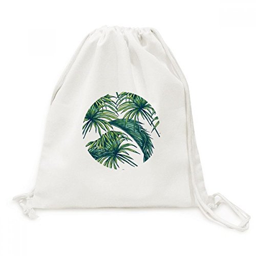 Toile Drawstring Backpack Voyage léger avec motif nature feuille verte ciel