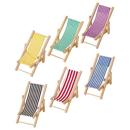 Miniature Beach Chair 30 Pcs Beach Chair Model Foldable Beach Chair Wood Chaise Longue Lounge Chair Mini House Ornament #TOP4
