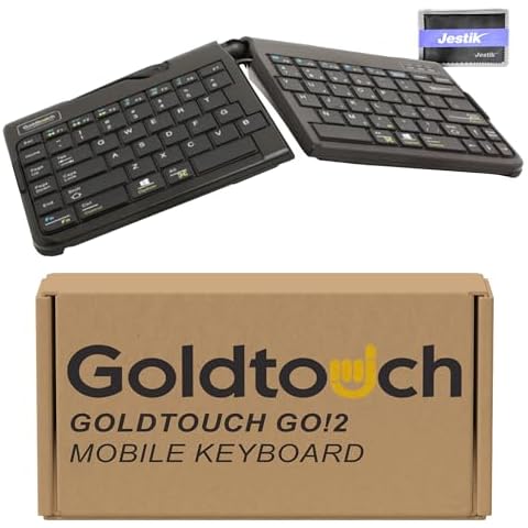Goldtouch Go!2 Mobile Keyboard (GTP-0044) - Portable Foldable Travel Ergonomic Keyboard with USB for PC & Mac, Plus Jestik Microfiber Cloth - Value Bundle Cover