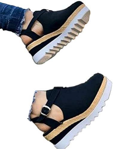 Sandales plate-forme contre la fatigue marche prolongée sandale compensée cuir bout fermé