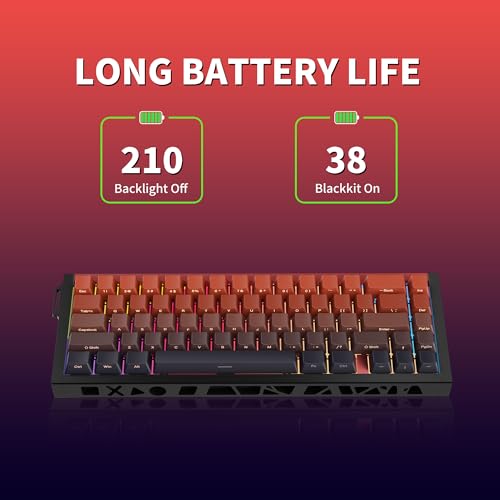 Image of Wireless Mechanical Gaming Keyboard, 65% Layout RGB Custom Keyboard - Ghost | Aluminum Alloy Black Frame with Red Gradient Keycaps, Pre-Lubed Hot-Swappable Linear Ghost Switches
