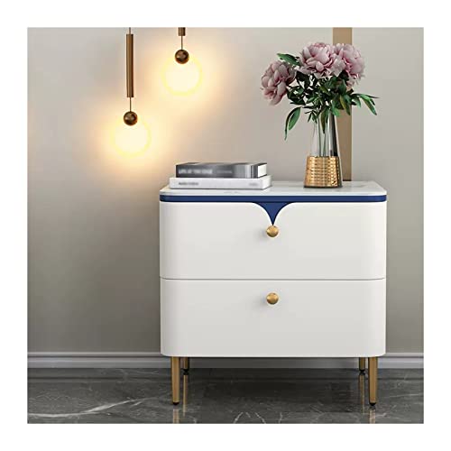Mesilla de noche Mesita de noche, mesitas de noche modernas con mango y patas de metal dorado, mesa auxiliar elegante y práctica, muebles de dormitorio de moda, blanco Mesilla de noche(L50xD40xH51cm)
