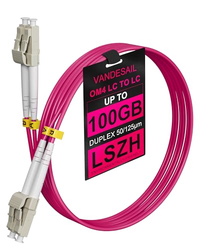 VANDESAIL OM4 Fiber LC to LC 2M, Multi Mode Patch Cable LC-LC Optical Patch Cords MM Duplex Fiber Jumper 1/10/40/100Gbs 50/125µm LSZH for SFP SFP+ XFP QSFP CFP -2M(6.5FT) 1pack