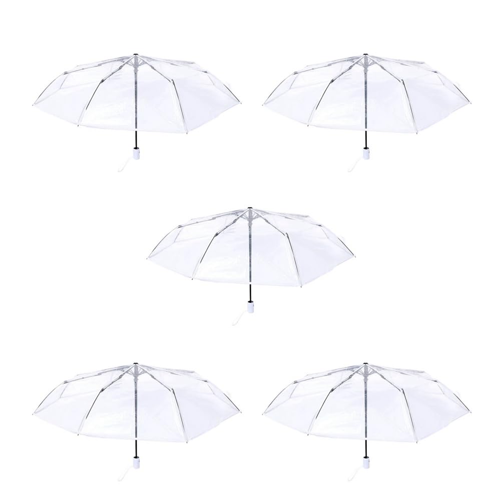 Hndhbfgrt 5X Transparent Umbrella Rain Auto Umbrella Compact Folding Windproof Style Clear Umbrella,Transparent & White