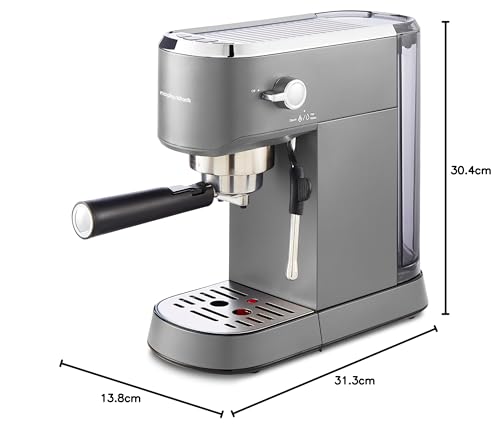 Morphy Richards Signature Compact Espresso Maker - Ground Coffee, Dual Cup, Illuminated Controls, 1L Water Tank, Steam Control & Milk Frother Wand - Image 8