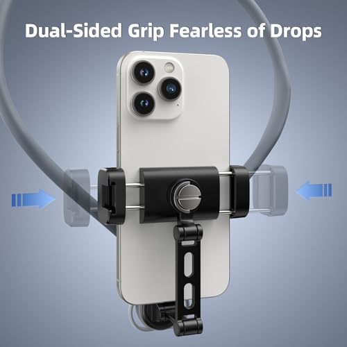 TELESIN° Neck Phone Holder POV/Vlog Neck Mount for Phones with Phone Clip, Hands Free Phone Neck Holder w Chest Strap Neck Selfie Mount Video Recording for iPhone Samsung Google Pixel and All Phones