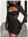 SweatyRocks Women's Sparkly Sheer Mesh Ruched Mini Dress Sexy Cut Out Long Sleeve Bodycon Night Out Dresses Black Large