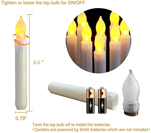 Raycare 12Pcs Led Flameless Taper Candle Lights With 12 Clamp Suction Cup, Flickering Flame Floating Candles, Battery Operated Tapered Candles For Party, Church, Christmas Decorations #TOP4