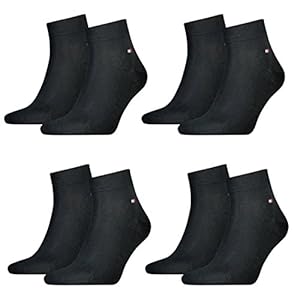 Tommy Hilfiger 8 Paar Quarter Socken Gr. 39-46 Herren Business Sneaker Socken, Farbe:200 - black, Socken & Strümpfe:43-46