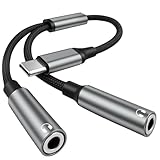 USB C auf Klinke Adapter Splitter, Type USBC zu Klinke 3.5mm Jack Aux Kopfhörer Audio Y Kabel mit...