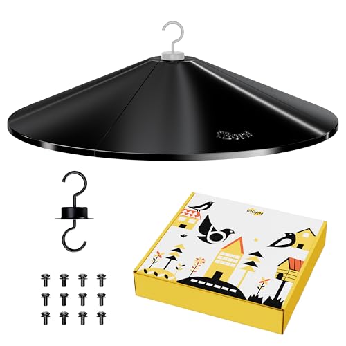 iBorn Bird Feeder Squirrel Guard, Chew-Proof PC Oversize Squirrel Baffle Defender for Hanging, Bird Feeder for Outdoors Protector,19.5 Inch,Pack of 1, Black