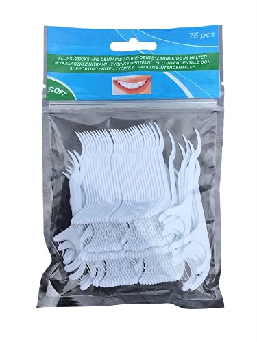 Pochette de 75 portes fils dentaires et cure dents jetables 2 en 1