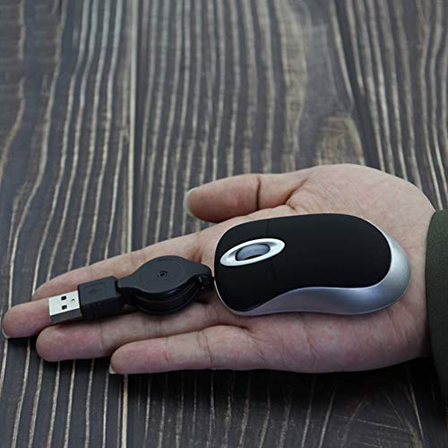 SHARE SUNSHINE Mini Small Travel Optical Mouse Portable USB Wired Mouse with Retractable USB Cord for PC Laptop Computer Desktop Office Business Home School Kids Girls Boys Women Men Gift(Black) by SHARE SUNSHINE - Image 2
