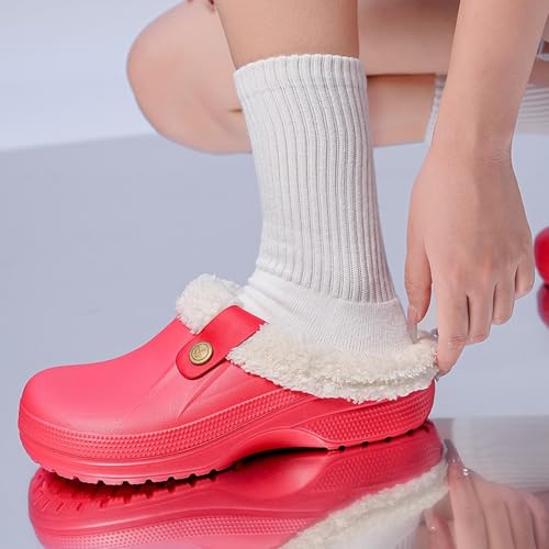 Women Men Fleece Lined Clogs Cozy Warm Fuzzy Indoor Outdoor Shoes Waterproof Slippers Winter Garden Shoes Non-Slip Slippers for Home Yard Winter Walks2