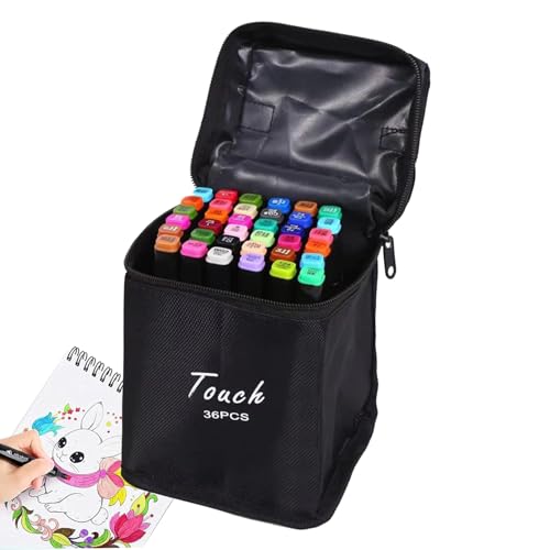 36 colores rotuladores alcohol, juego de markers doble punta con estuche de transporte, Marcadores alcohol secado rápido para Dibujo, bolígrafos de pintura acrílica para niños adultos artistas
