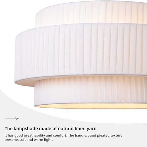 LamQee 24" Modern Drum Chandelier, 5-Light Hand-Pleated Fabric Pendant Light Fixture with White Shade and Black Finish, 3 Tier Semi Flush Mount Ceiling Hanging Lighting for Dining Room Kitchen Bedroom by LamQee - Image 3