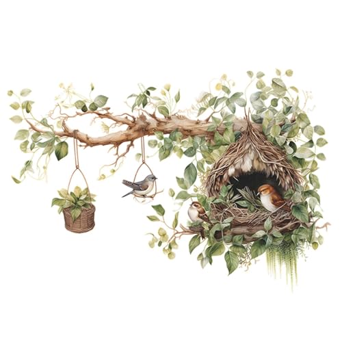 Kuntesetty 2x Adesivos de Parede Decalques de Parede Galhos e de Pássaro Instalação Simples Decoraçã