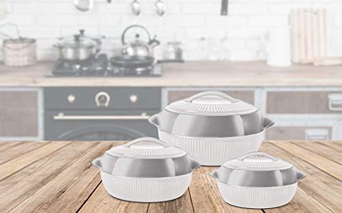 SQ Professional Fiesta Insulated Casserole Set 3pc 1-1.5-2.5L (White-Silver)
