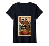 Conception de joueur de castor kawaii mettant en vedette un castor avec un casque et un contrôleur, tout en mangeant des ramen dans un graphisme d'art japonais vintage. Idéal pour les joueurs, les fans d'anime, les amateurs de ramen et les amateurs