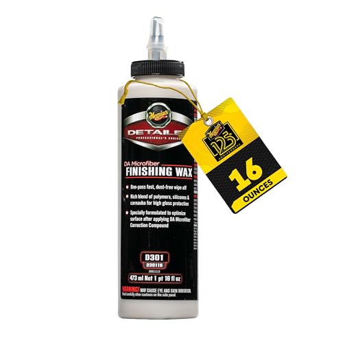 Meguiar's Professional DA Microfiber Finishing Wax D30116 - Pro Microfiber Wax That's Easy to Use and Removes Light Defect while Protecting, Ideal for Use with a DA Microfiber Finishing Disc, 16 Oz