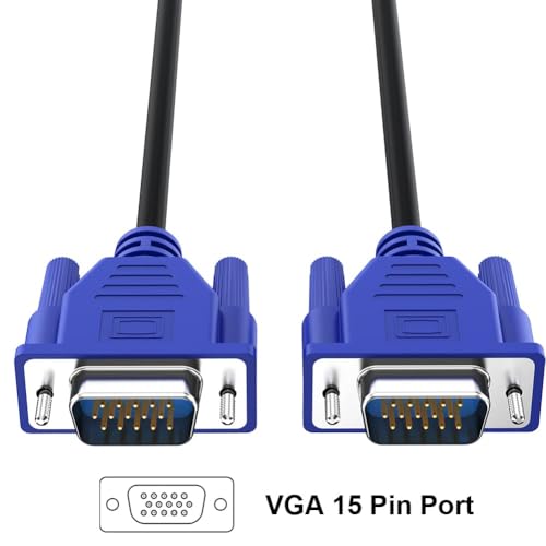 Image of NISHTECH Male to Male VGA Cable 1.5 Meter, Support Monitor /PC /LCD /LED, Plasma, Projector, TFT (Blue)
