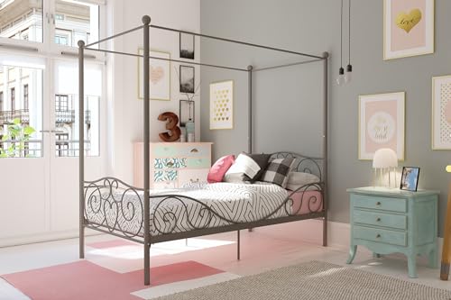 DHP Metal Canopy Kids Platform Bed with Four Poster...