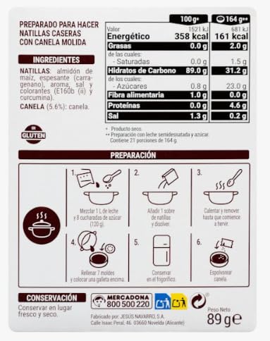 Hacendado Natillas Caseras, Préparation pour Crème Dessert avec Cannelle Moulue, 21 Portions, 89g- 2 boîtes