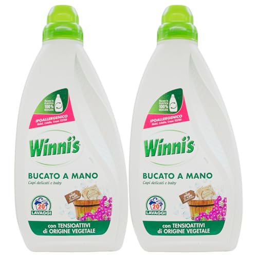 2x Detersivo Per BUCATO A MANO, Ideale Per Capi Delicati e Baby, Ipoallergenico. Con Tensioattivi Di Origine Vegetale, 20 Lavaggi 750ml