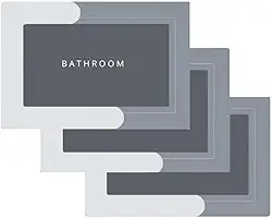 Tapete Mágico Antiderrapante para Banheiro Kit com 3 Unidades Absorvente e Secagem Rápida