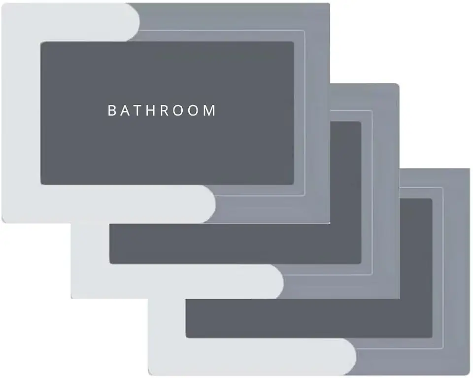 Tapete Mágico Antiderrapante para Banheiro Kit com 3 Unidades Absorvente e Secagem Rápida