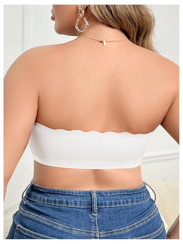 Image of OYOANGLE Women's Plus Size Front Closure Push Up Strapless Bandeau Bra Wireless Tube Bralettes with Clear Strap