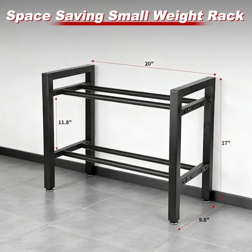 Rvggher Dumbbell Rack, 2-Tier | 3-Tier Weight Rack for Home Gym, 300LB | 450LB Adjustable Dumbbell Rack Stand Only Weight Storage Rack Gym Organizer - Thumbnail 4