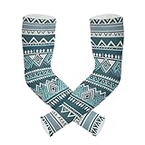 KLL Mangas de brazo con agujeros para el pulgar, protección UV, azul, verde, tribal, bohemio, mangas protectoras de refrigeración para entrenamiento, Azul Verde Tribal Boho, talla de un talla